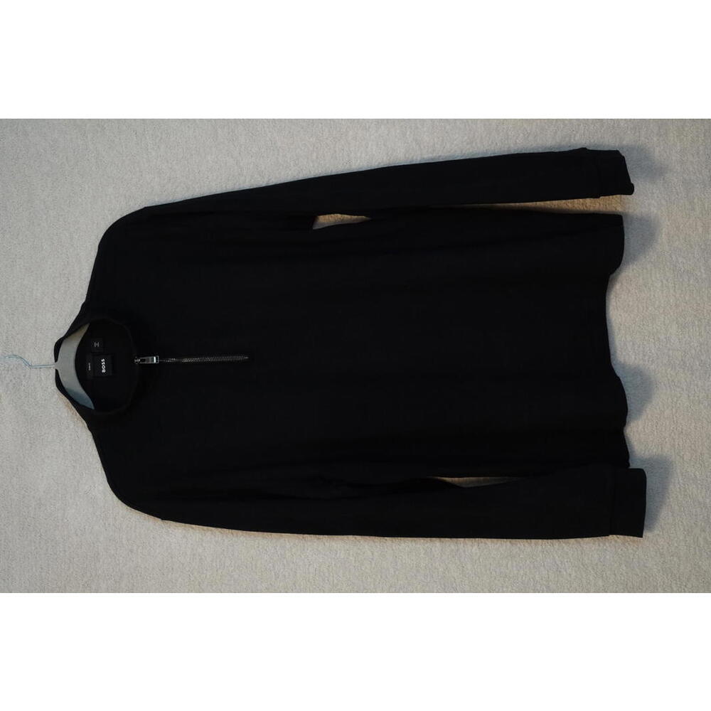 BOSS Men's Black Long Sleeve Quarter Zip Activewear Shirt